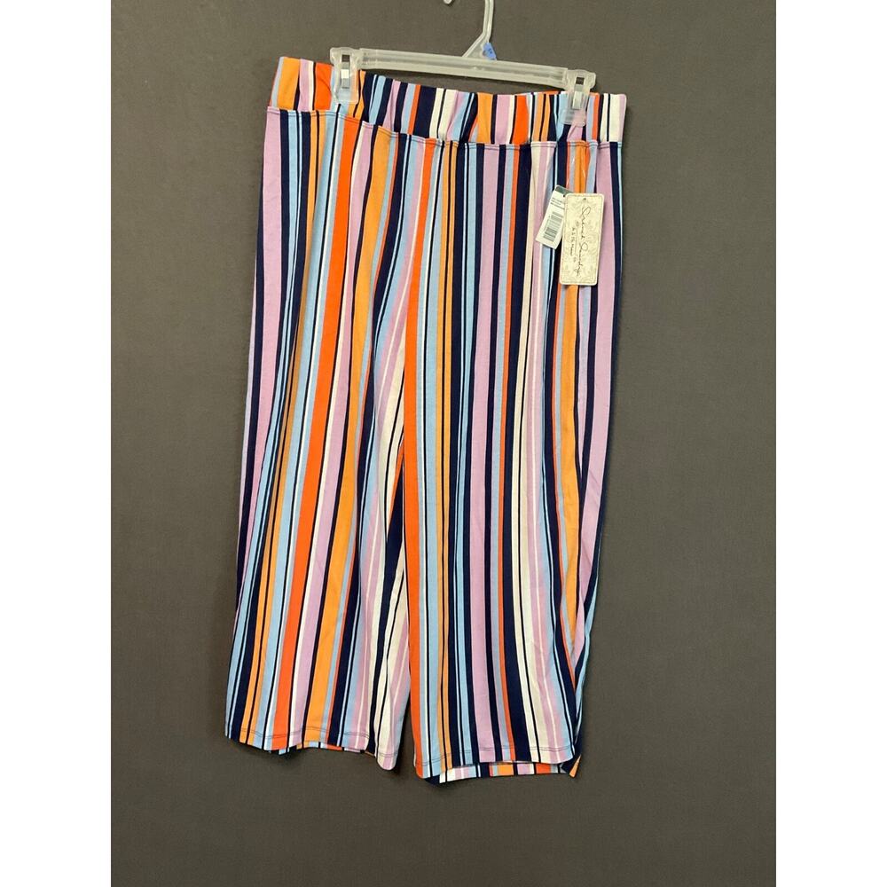French Laundry Women’s M‎ Colorful Striped Pants Liquid Knit Pull On NWT